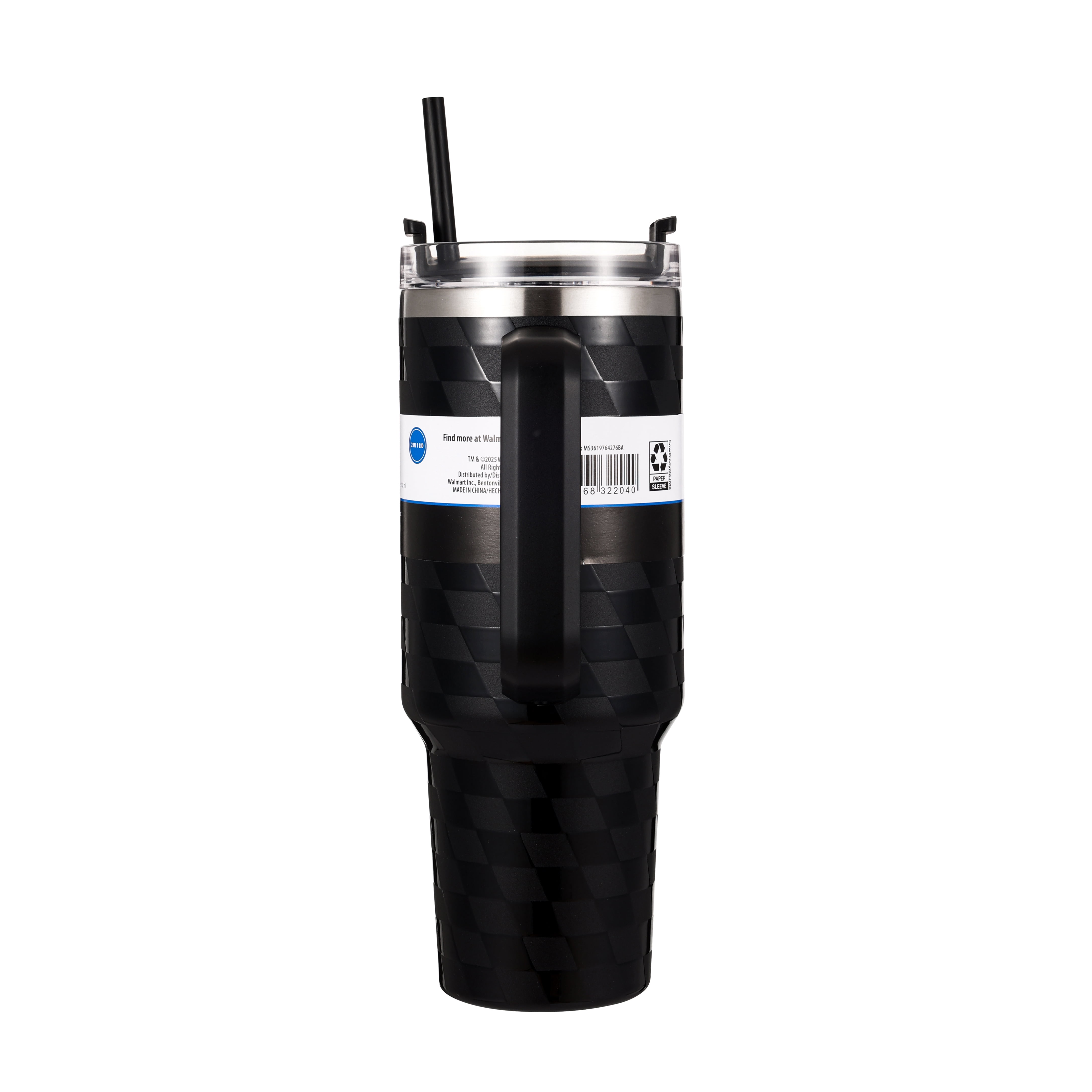 Mainstays 40oz Black Diamond Pattern Tumbler Stainless Steel Double Wall