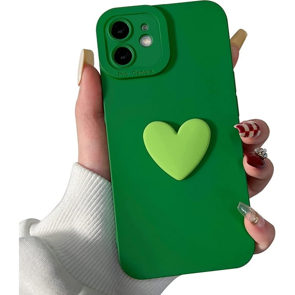 Cute 3D Love Heart Phone Case for iPhone 11 6.1 inch with Anti-Fall Lens Cameras Cover Protection Slim Dustproof Protective Cover Aesthetic Design for Women Girls, Black