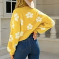 thumbnail image 4 of Odeerbi Fall Sweaters for Women 2025 Fashion Casual V-Neck Long Sleeve Autumn Sweater Cardigan Blouse Button Pullver Tops Yellow, 4 of 9