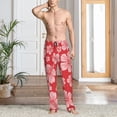 thumbnail image 5 of Uemuo Red Hibiscus Flower Pattern Men's Wide Leg Palazzo Lounge Pants with Pockets Light Weight Loose Comfy Casual Pajama Pants-Small, 5 of 9