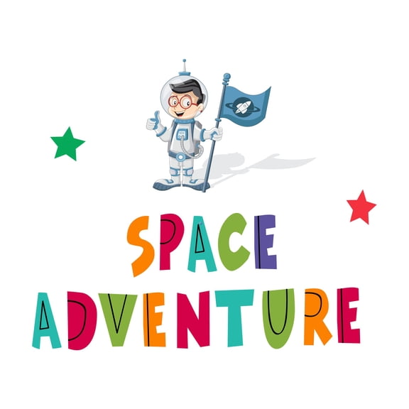 Space Adventure begins Boys room Wall ArtWall Decal Decoration Space Adventure Adventurous Space Cartoon Astronaut Decorating Ideas for Boy's Bedroom Size: 20 In(W) x 16 In(H)