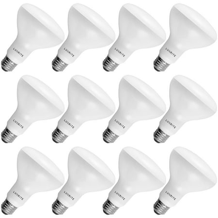 12-Pack BR30 LED Bulb, Luxrite, 65W Equivalent, 2700K Warm White, Dimmable, 650 Lumens, LED Flood Light Bulbs, 9W, ENERGY STAR, E26 Medium Base, Damp Rated, Indoor/Outdoor - Living Room and (Best Led Bulbs For Kitchen)