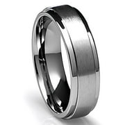 Mens Wedding Band in Titanium 6MM Ring with Flat Brushed Top and Polished Finish Edges
