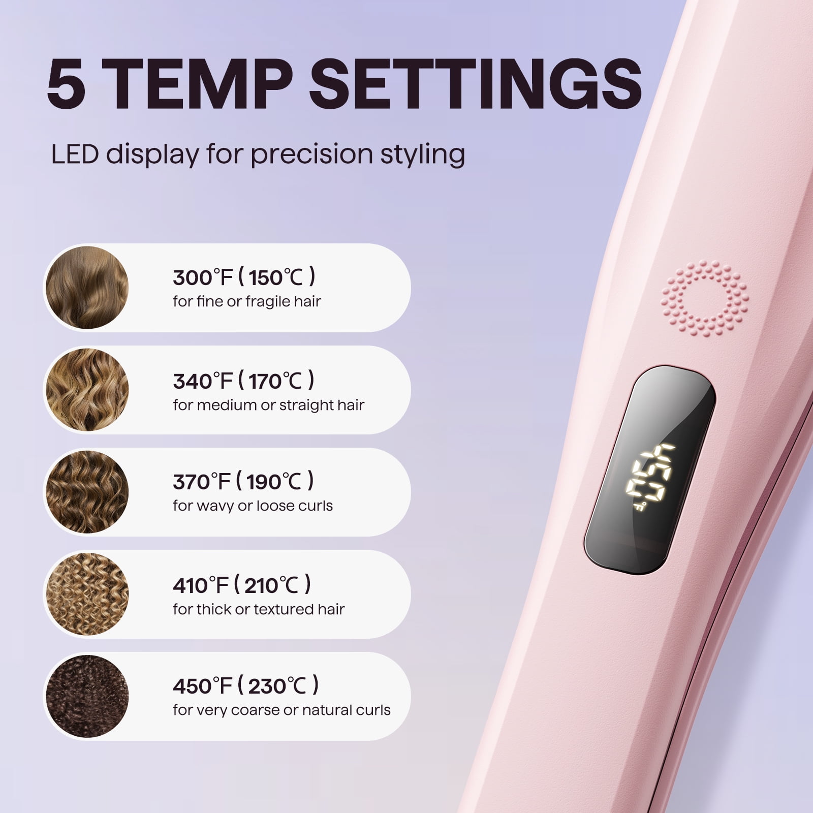 Wavytalk Steam Hair Straightener, 1.38'' Nano Titanium Flat Iron with Detachable Comb for Silk Press Smoothing, Pink