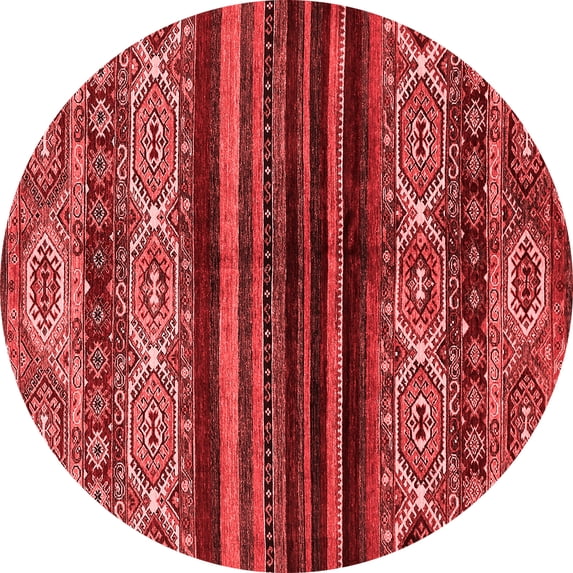 Ahgly Company Indoor Round Abstract Red Modern Area Rugs, 4' Round
