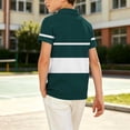 thumbnail image 7 of akafmk Boys School Uniform Shirts Short Sleeve Athletic Shirt Collared Striped Activewear Casual Summer Tops, 5-15Y, 7 of 7