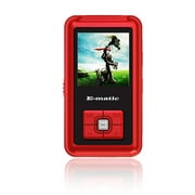 Angle View: Ematic 4GB Built-in Flash MP3 Video Player with 1.5" Screen Radio (Red)