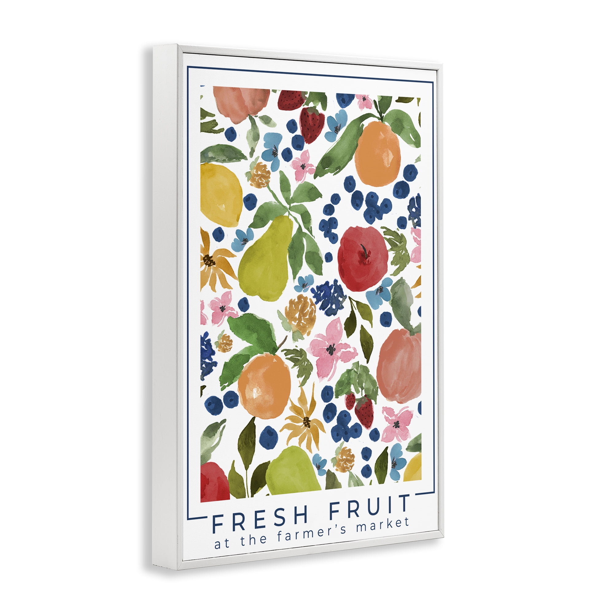Stupell Industries Fresh Fruit Market Pattern White Framed Giclee Art, design by Lucille Price
