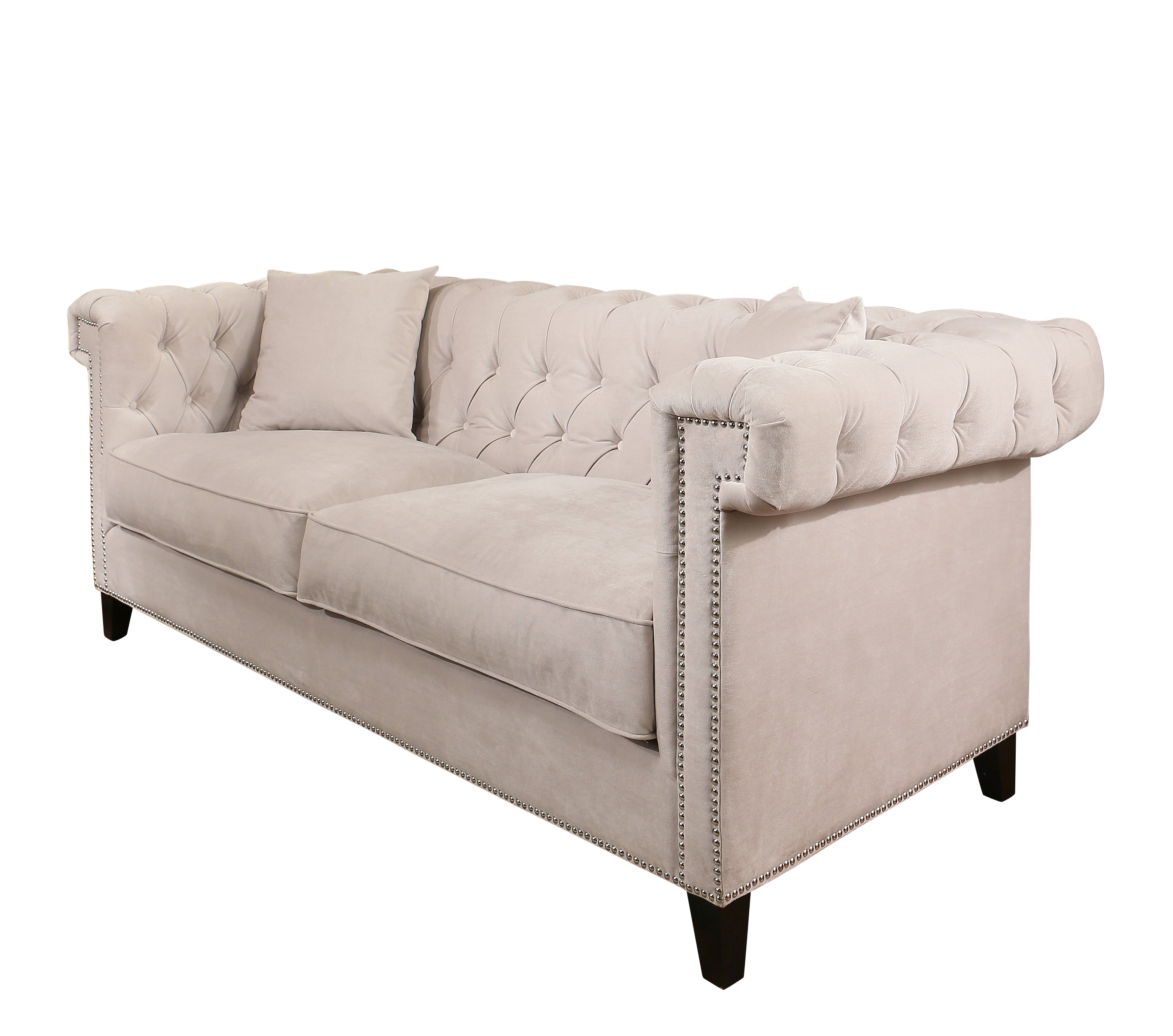 Kalen Ivory Modern Curved Velvet Sofa