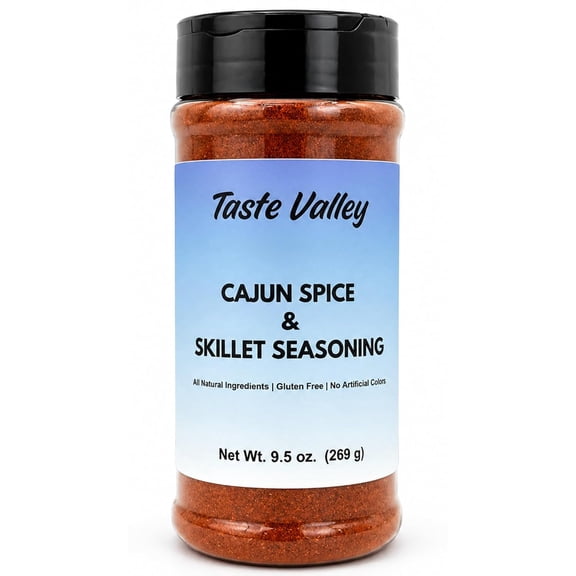 Taste Valley Cajun Seasoning & Blackening Spice, 9.5 oz Large Shaker Jar, Cajun Spice Blend for Chicken, Seafood, Shrimp, Fish, Steak & Vegetables, No Artificial Colors