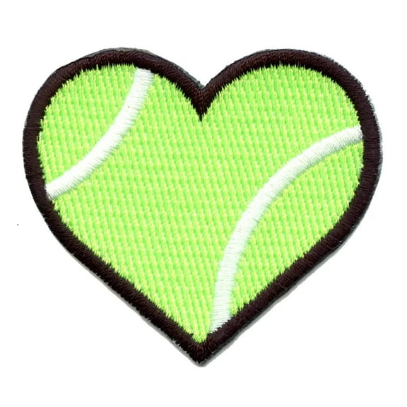 Tennis Ball Heart Embroidered Iron On Patch