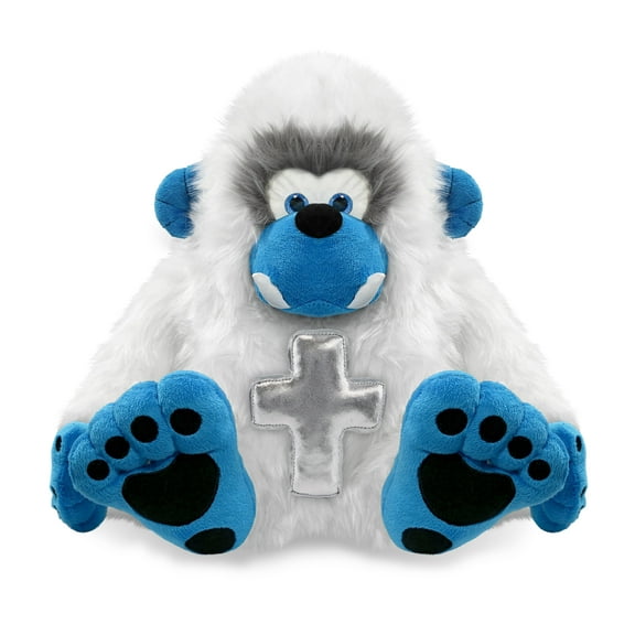 DolliBu Super Soft Yeti Stuffed Animal with Silver Cross Plush - Religious Baptism Gifts for Boys and Girls, Dedication Christening Gifts Plush Prayer Toy Healing Stuffed Animal - 12 Inches