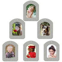 Expressly Yours! Mini Magnetic Glitter Picture Frame Christmas Ornaments with Photo Protectors, Vertical Silver, 6-Pack