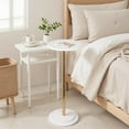 thumbnail image 4 of Premium Stone Round Drink Table,Heavy Duty Engineered Marble Base Top Coffee Table,Cocktail Accent End Table for Living Room, Weighted Base Small Accent Side Table for Bedroom, Corners,White, 4 of 15