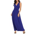 thumbnail image 3 of Asklazy Women Sleeveless Deep V Neck Loose Plain Long Maxi Casual Dress,Mother's Day,L,Royal Blue, 3 of 13