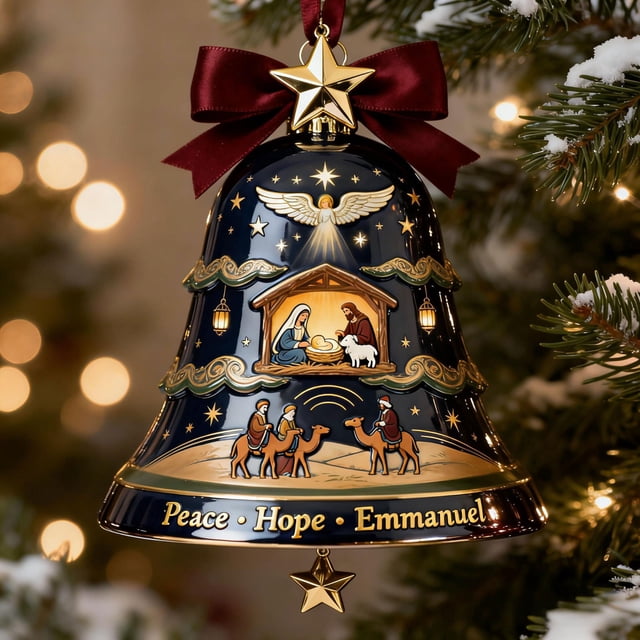 Adorno para árbol de Navidad | Decoración navideña de metal con nieve y detalles dorados | Bola decorativa de 5 x 7 cm para el hogar, la oficina o para regalar