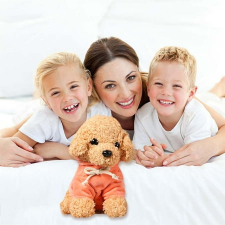 Soft Teddy Dog Toy Plush Puppy Stuffed Animal Cuddly Kids Bedtime Companion 20cm Brown Fuzzy Fabric with PP Cotton Filling