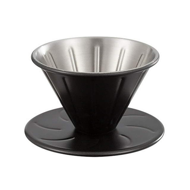 Visland Coffee Filter Cone Stainless Steel Hand Drip Pour Over Coffee Funnel with Spiral Ribs Dishwasher Safe V-Shaped Coffee Filter for Most Coffee Makers Camping Home Brewing