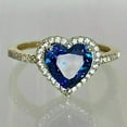 thumbnail image 5 of 2ct Heart Cut Simulated Blue Sapphire Halo Wedding Ring 14K Yellow Gold Plated, 5 of 5