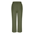 thumbnail image 6 of Womens Plus Size Pants Linen Capris for Women, Casual Loose Drawstring Elastic Waist Cropped Trousers, New Summer Beach Wide Leg Ankle Length Pants with Pockets Green M, 6 of 9