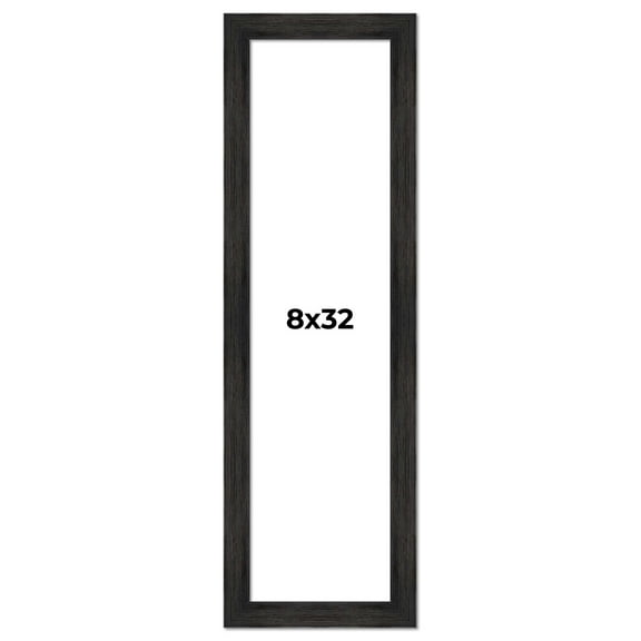 8x32 Frame Black Rustic Barnwood Solid Wood Picture Frame | 1.5 Inch Moulding Width | Includes UV