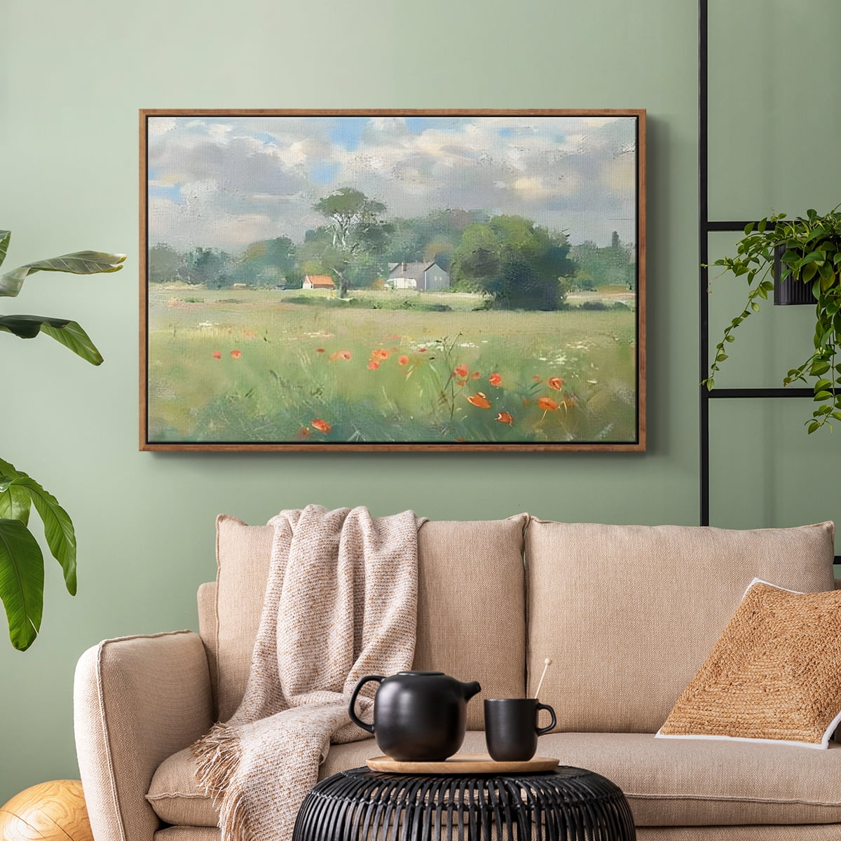 Vintage Landscape-CCLXI By Wexford Home Framed in Walnut Wood Gallery Wrapped Canvas 25 in. x 37 in.