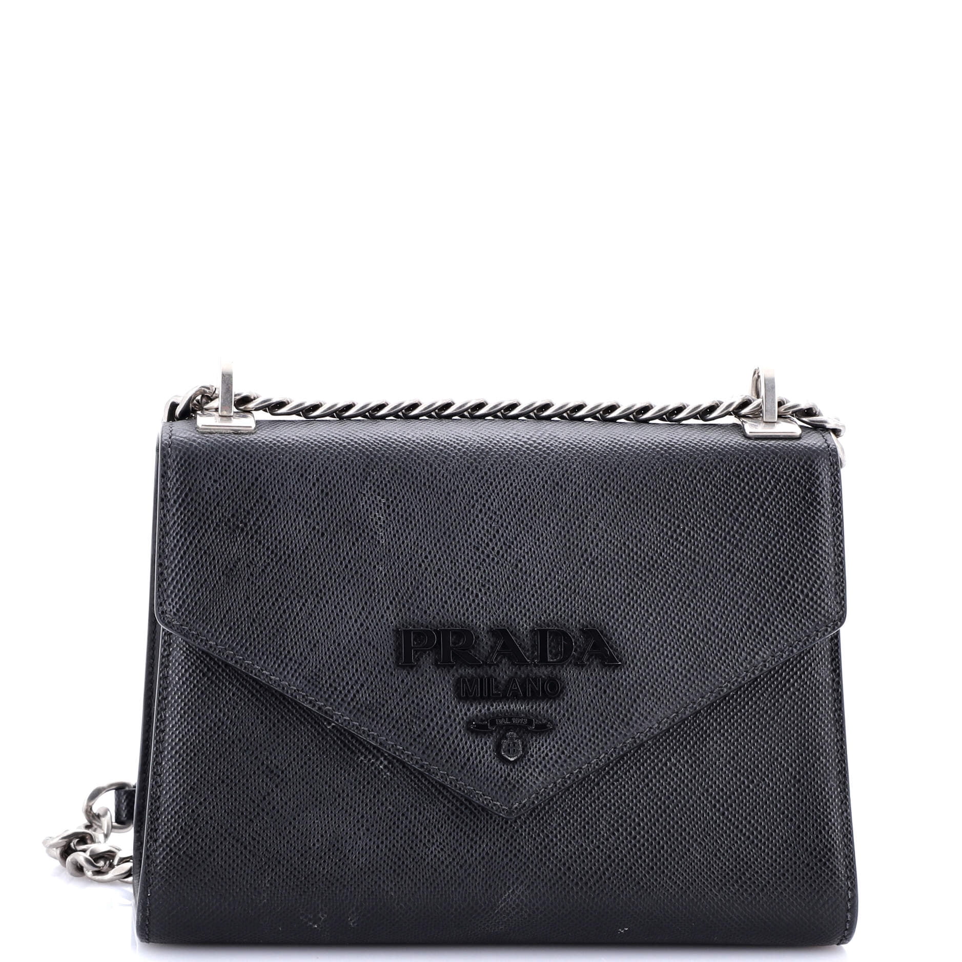 Pre-Owned Prada Monochrome Shoulder Bag Saffiano Leather Medium By Rebag