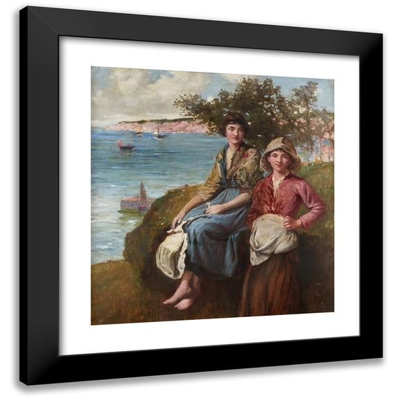 Frederick Morgan 12x13 Black Modern Framed Museum Art Print Titled - On the Cliffs