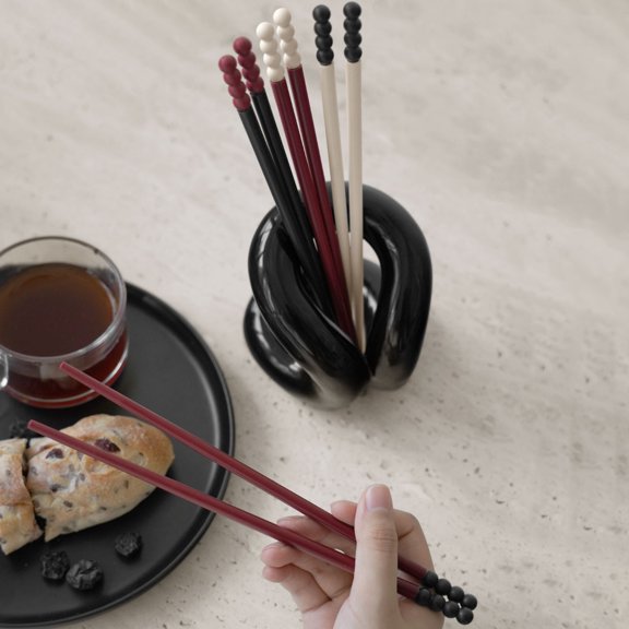 Ludlz 2 Pairs Chinese Chopsticks Smooth Surface Food Grade Reused Comfortable Grip Sturdy Tableware Alloy Sugar-coated Haws Diner Chopsticks Dining Room Supply