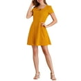 thumbnail image 1 of INSPIRAR CHIC Vestido de Promoción A-Line de Manga Corta con Cuello Cuadrado Impreso para Mujeres S Amarillo-Corazón, 1 of 8