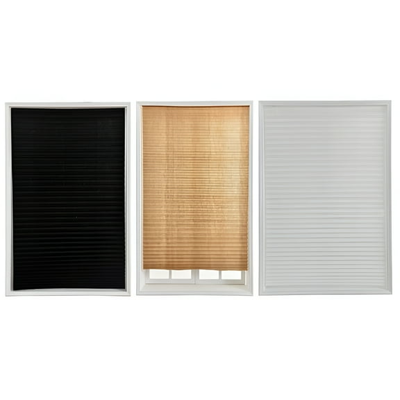 AUQ Blackout Cellular Shades Cordless Window Blinds and Curtains Pull Up Honeycomb Light Filtering Cellular Pleated Window Shade for Home Door and Window,White,35.5"