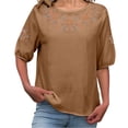 thumbnail image 2 of Kelon Dressy Tops for Women Short Womens 3/4 Length Sleeve Cowl Neck Boho Tops Trendy Tunic Blouses, XL, 2 of 9