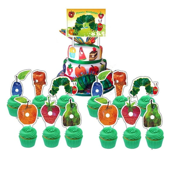 The Very Hungry Caterpella Cake Topper CupcakeS Set Birthday Party Supplies Decoration Decor Kit