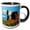 Black/White, variant on 3drose, Balanced Rock, Arches National Park, Utah, Usa, 11oz Two-tone Green Mug