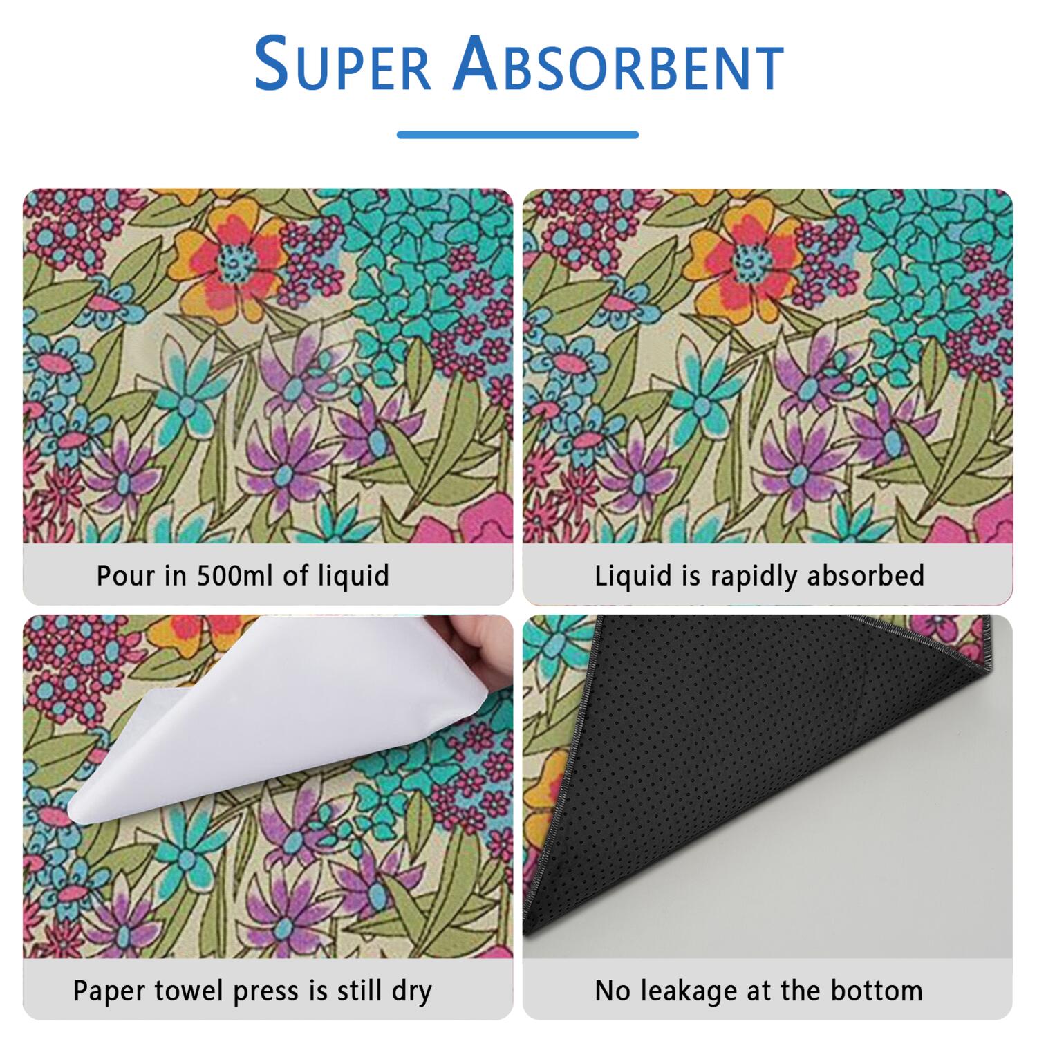 Floral Print Reusable Pet Pads 2-Set, Medium 24x35 Inch Washable Puppy Training Mats, Highly Absorbent Dog Floor Mat for Indoor Protection