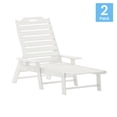 thumbnail image 2 of Flash Furniture Monterey Set of 2 Adjustable Adirondack Loungers with Cup Holders- All-Weather Indoor/Outdoor HDPE Lounge Chairs in White, 2 of 13