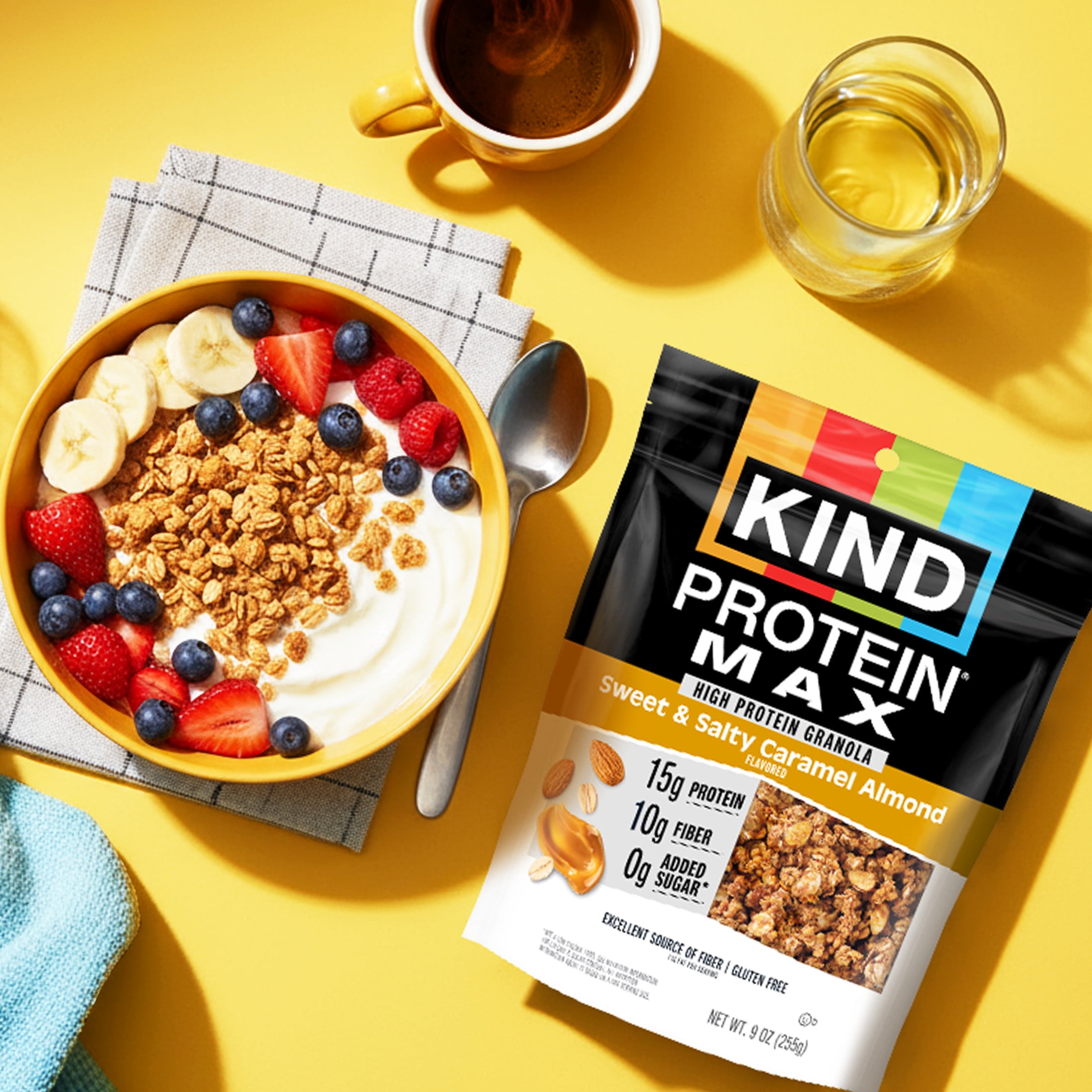 KIND Protein Max Granola, Caramel Almond & Sea Salt, High 15g Protein Granola Snacks, 9oz