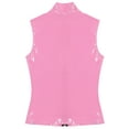 thumbnail image 6 of Sxiwei Women's Wetlook Patent Leather Crop Tops Zipper Open Shirt Latex Punk Tops Tank Top Pink L, 6 of 7
