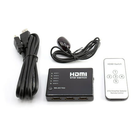 5 Port HDMI Switcher by THE CIMPLE CO | Intelligent 5 Port 5x1 High Speed HDMI Switch with IR Wireless Remote, Power Adapter and (5) HDMI Cables – 4K 3D 1080P (Best Wireless Hdmi 2019)