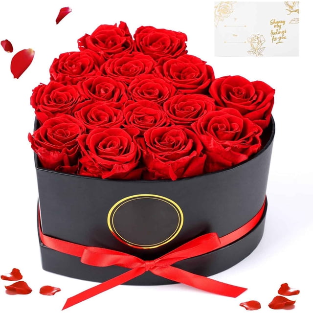 Flores Preservadas, Caja de Regalo con Forma de Rosa en Forma de Corazón, Rosas Eternas, Regalo para Mujer, Esposa, Día de la Madre