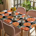 thumbnail image 3 of Thanksgiving Table Cloths for 4 Foot Rectangle Tables, Fall Orange Pumpkin Black White Plaid Patio Waterproof Elastic Fitted Tablecloths, Washable Rectangular Table Cover for Camping, 3 of 8