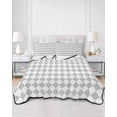 thumbnail image 2 of Quilts Queen Size Bedding Set, Grey Plaid Reversible Summer Quilt 3 Pieces, Modern Minimalist Geometric Gingham Checkered Lightweight Bedspreads Coverlets with 2 Pillow Shams for All Seasons, 2 of 5