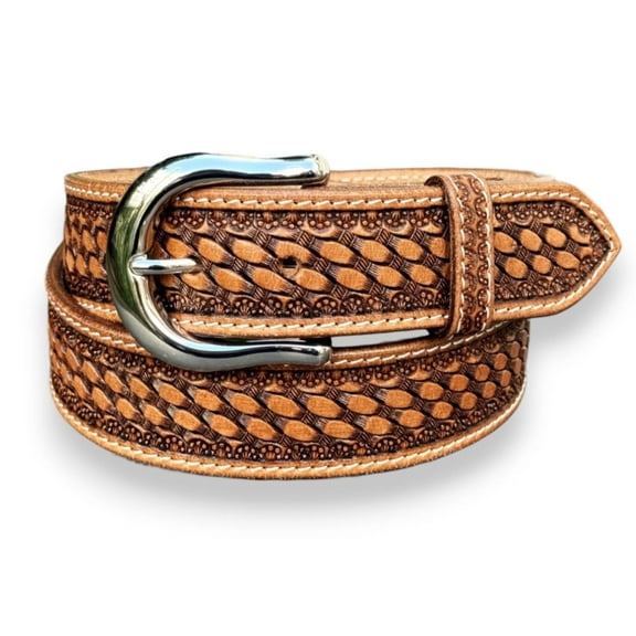 Western Leather Belt for Men Cowboy Handmade Belt with Removable Buckle Tooled 1.5” Wide