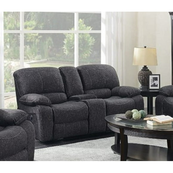 Midnight Grey Velvet Fabric Power Recliner Loveseat
