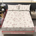 thumbnail image 4 of ZIATUBLES 3 Pcs Full Size Sheet Set, Soft Comfort Bedding Sets with 1 Fitted Sheet and 2 Pillowcases, Cooling Cozy All-Season Bed Sheets, Light Pink Rose Printed, 4 of 9