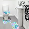 thumbnail image 2 of 4 Pcs Mermaid Shower Curtain Sets with Non-Slip Rugs, Toilet Lid Cover and Bath Mat, Pink Girls Shower Curtain, Ocean Shower Curtains for Bathroom, 2 of 3