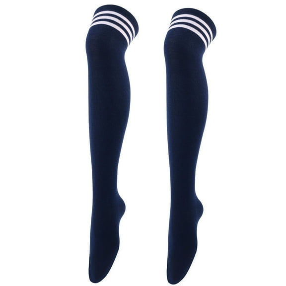 ERDOUY 1 Pairs Classic Cotton Women's Thigh High Socks Over the Knee Boot Leg Warmers,Daily Wear,Dark Blue