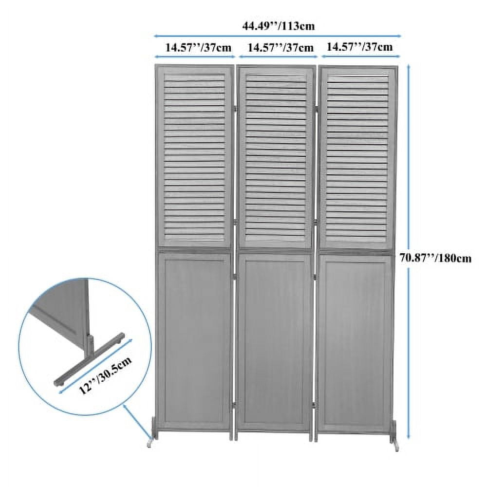 Juiluna 3 Panel Room Divider Privacy Screen Privacy Wall Divider Folding Wood Screen for Home Office Bedroom Restaurant 14.57" x 70.87" Each Panel