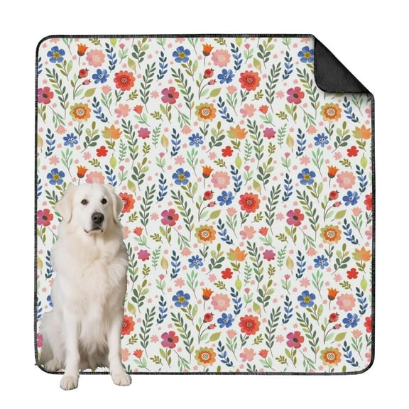 Extra Large 72x72 Inch Washable Puppy Pads, Reusable Highly Absorbent Dog Wee Pads with Flower Pattern, Non-Slip Backing for Hardwood & Tile Floors