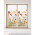 thumbnail image 2 of Window Privacy Film Flowers Stained Glass Window Film Decorative Sun Block Window Cover Vintage Orange Yellow Wildflower Garden Floral Window Clings Static Adhesive Sticker for Bathroom 23.6"x59", 2 of 7